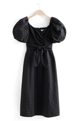 & Other Stories Cotton Midi Dress in Black