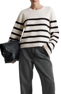 & Other Stories Crewneck Sweater in Off White/Black Stripe