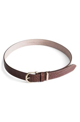 & Other Stories Croc-Embossed Leather Belt in Coconut Brown Croco