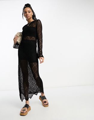 & Other Stories crochet maxi dress in black