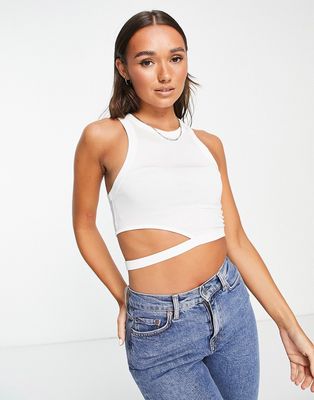 & Other Stories cut out detail cropped tank top in off white