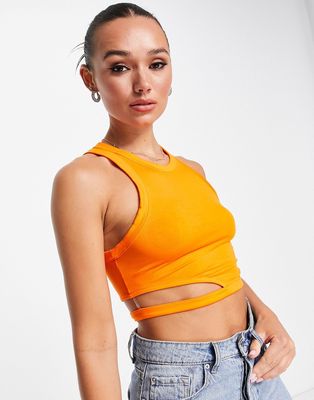 & Other Stories cut out detail cropped tank top in orange