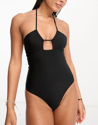 & Other Stories cut out halter swimsuit in black
