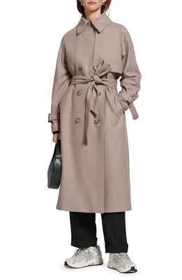 & Other Stories Double Breasted Wool Blend Trench Coat in Beige