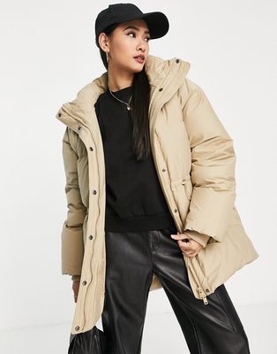& Other Stories down fill waisted jacket in beige - WHITE