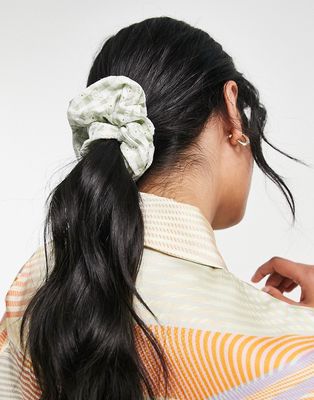 & Other Stories embroidered daisy print scrunchie in green
