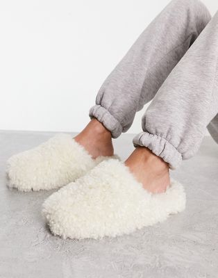 & Other Stories faux shearling slippers in beige-Neutral