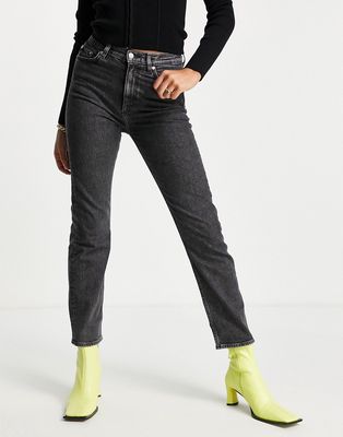 & Other Stories Favorite cotton blend slim leg jeans in acid black - BLACK