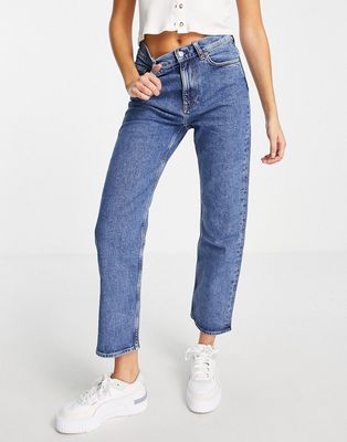 & Other Stories Favorite cotton blend straight leg mid rise cropped jeans in vikas blue - MBLUE-Blues