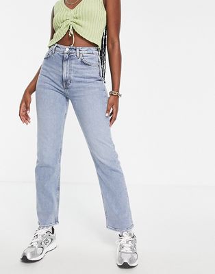 & Other Stories Favorite cotton straight leg high rise jeans in LA blue - MBLUE