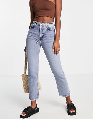 & Other Stories Favorite cotton straight leg mid rise cropped jeans in LA blue - MBLUE