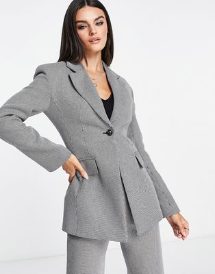 & Other Stories fitted wool blend blazer in black and white check - part of a set-Multi
