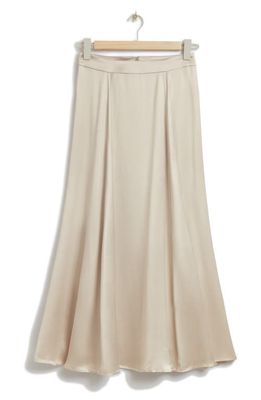 & Other Stories Flared Satin Maxi Skirt in Beige