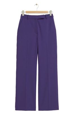 & Other Stories Flat Front Wide Leg Trousers in Purple