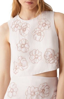 & Other Stories Floral Beaded Crop Top in Beige W. Silver Beads