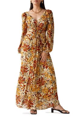 & Other Stories Floral Cutout Long Sleeve Maxi Dress in Yellow/Red Print