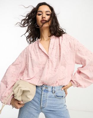 & Other Stories floral embroidered blouse in pink
