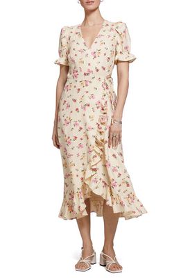 & Other Stories Floral Linen Wrap Dress in Offwhite Adler Aop