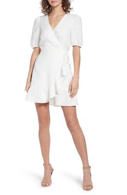 & Other Stories Floral Linen Wrap Dress in Offwhite
