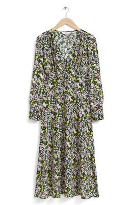 & Other Stories Floral Long Sleeve Midi Dress in Multicolor Meriame Aop