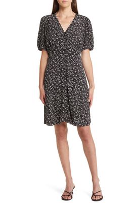 & Other Stories Floral Print Button Front Dress in Black Tiny Flower Aop