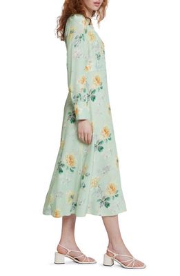 & Other Stories Floral Print Long Sleeve Midi Dress in Green Flower Alayah Aop