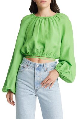 & Other Stories Gathered Long Sleeve Crop Top in Solid Green