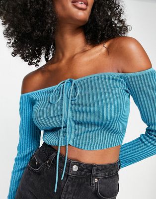& Other Stories halter neck knitted crop top in blue - part of a set