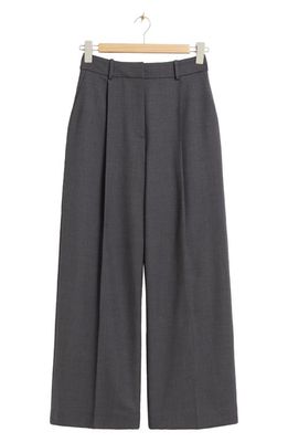 & Other Stories High Waist Wide Leg Trousers in Grey Melange