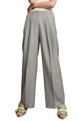 & Other Stories High Waist Wide Leg Wool Blend Trousers in Grey