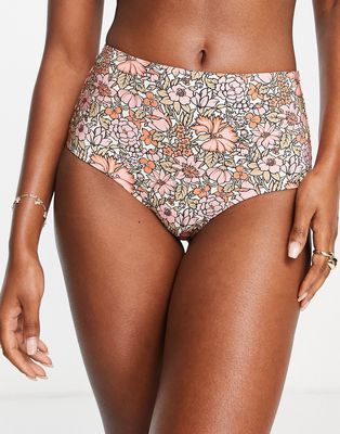 & Other Stories high waisted bikini bottoms in pink floral print