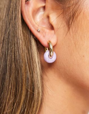 & Other Stories hoop earrings with purple bead in gold