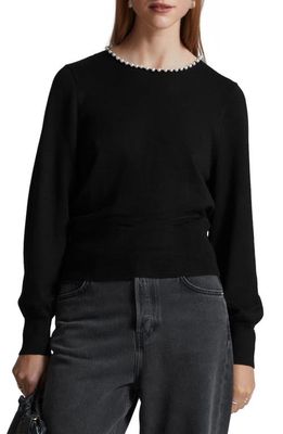 & Other Stories Imitation Pearl Embellished Sweater in Black