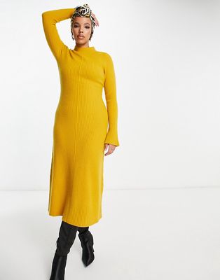 & Other Stories knit midi dress in mustard-Yellow