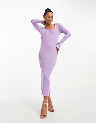 & Other Stories knit rib midi dress in lilac-Purple