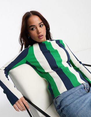 & Other Stories knit sweater in blue and green stripe
