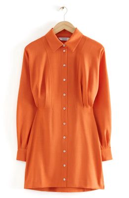 & Other Stories La Don Long Sleeve Mini Shirtdress in Orange