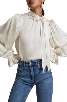 & Other Stories La Romy Ruffle Puff Shoulder Blouse in Offwhite