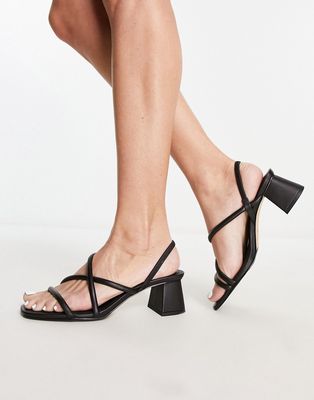 & Other Stories leather heeled strappy sandals in black