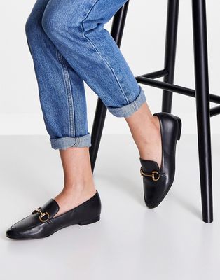 & Other Stories leather loafers with buckle in black