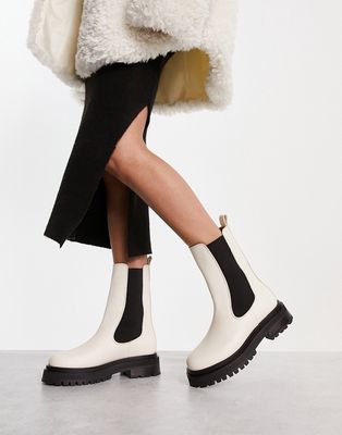 & Other Stories leather pull on chunky boots in white