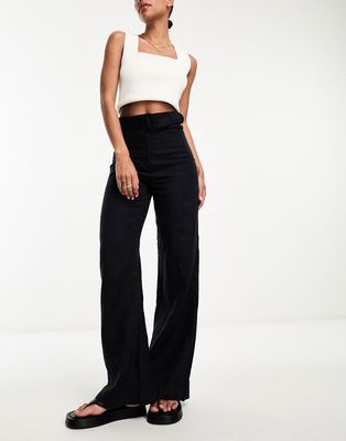 & Other Stories linen belted pants in black
