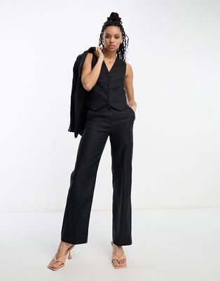 & Other Stories linen mix tailored pants in black - part of a set
