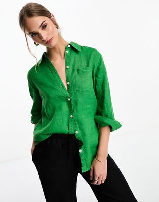 & Other Stories linen oversized shirt in green