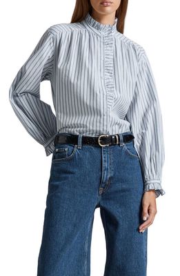 & Other Stories Long Sleeve Button-Up Shirt in Blue Stripe