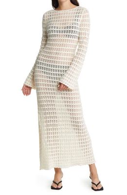 & Other Stories Long Sleeve Pointelle Sweater Dress in White