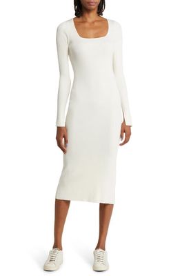 & Other Stories Long Sleeve Rib Sweater Dress in Offwhite