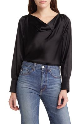 & Other Stories Long Sleeve Satin Top in Black