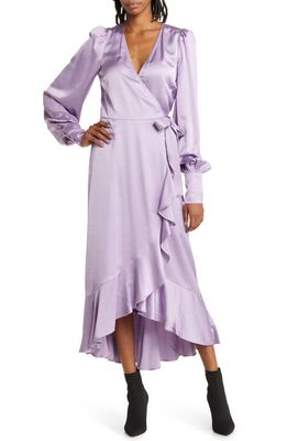 & Other Stories Long Sleeve Satin Wrap Dress in Lilac