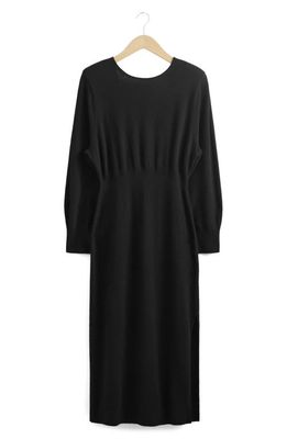 & Other Stories Long Sleeve Wool Dress in Black